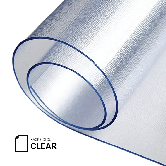 Roll of clear cushioned 2mm vinyl flooring for indoor graphics, reverse UV printed on underside with white ink backing