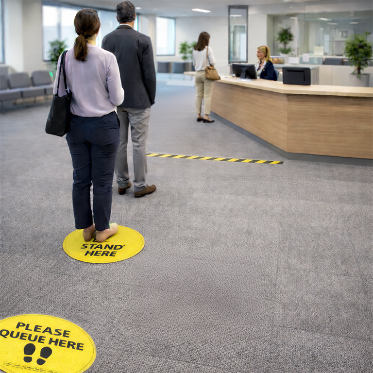 Indoor Floor Graphic (for Carpet Tiles)- 118 | Carpet floor graphic printing with R10 slip rating for indoor safety signage and wayfinding on short pile carpets